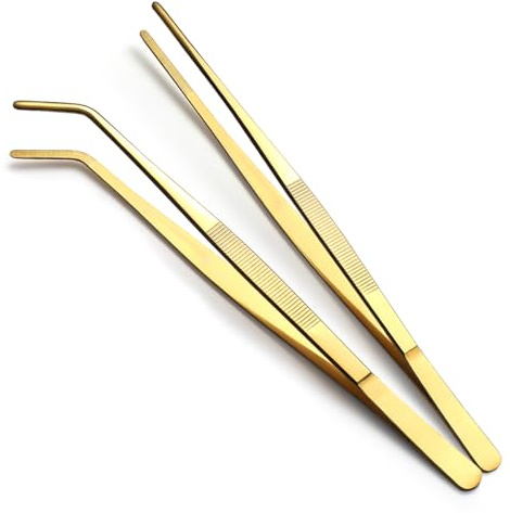 Berglander Küchenzange 2 Stück, 30,5cm Lang Titan-Gold-Beschichtung Edelstahl Robuste Grillzange für Chef, Servieren, Grill, Pasta, Salat, BBQ