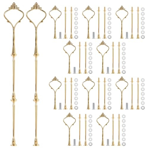 Swylexn 12 Set 3 Tier Cake Stand Hardware, 12x4.5CM 3 Tiered Cake Stands Tray Hardware Kit, Metal Cake Stand 3 Tier Fittings Kits, Cake Tier Stands Accessories Kits, Afternoon Tea Stands for Party