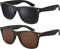 La Optica B.L.M. Herren Sonnenbrille UV400 CAT 3 Damen Unisex Retro Vintage - Party Festival Set Gummiert (Gläser: Grau, Braun)