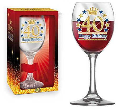BICCHIERE 40 ANNI Calice glitter ORO Gadget idea regalo festa 40° Compleanno