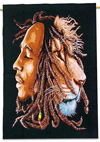 Sophia-Art Wandteppich zum Aufhängen, Baumwolle, mehrfarbig, Dekor, handgefertigt, Bob Marley, indisch, ethnisch, Vintage, einzigartiges Poster (Bob Marley-7)