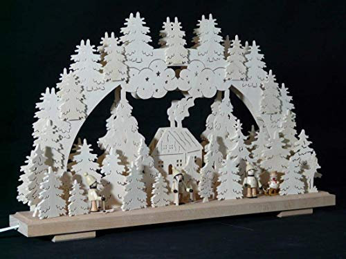 Rudolphs Schatzkiste Schwibbogen mit Winterkinder und Beleuchtung BxHxT 50x31x7cm NEU Lichterbogen Fensterbogen Spitzbogen Erzgebirge Seiffen Weihnachten Licht Holz Dekoration Beleuchtung