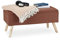 Relaxdays Sitzbank mit Stauraum, gepolstert, Holzbeine, Truhenbank Stoffbezug, H x B x T: 39,5 x 79,5 x 39,5 cm, braun