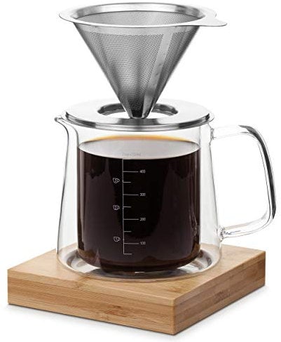 BTaT Pour Over Coffee Maker with Permanent Filter, 0.4 Liter, 16 Ounce