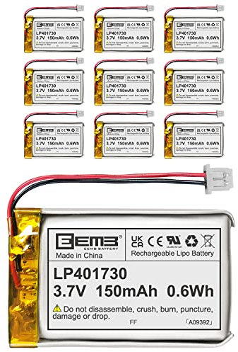 10X EEMB 3.7V 150mAh Lipo-Batterie 401730 Wiederaufladbarer Li-Polymer-Akku mit UN38.3 Molex-Anschluss.Stellen Sie sicher, DASS die Polarität des Geräts vor dem Kauf mit Batterie übereinstimmt!!!