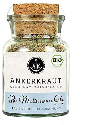 Ankerkraut Bio Mediterranes Salz, 120 g im Korkenglas, Gewürz-Mischung in Bio-Qualität, Lecker Kochen, Universal Allrounder in deiner Küche