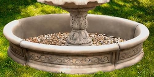 Casa Padrino Barock Springbrunnen Umrandung Grau Ø 192 x H. 36 cm - Runde Gartenbrunnen Umrandung - Brunnen Umrandung - Prunkvolle Gartendeko im Barockstil