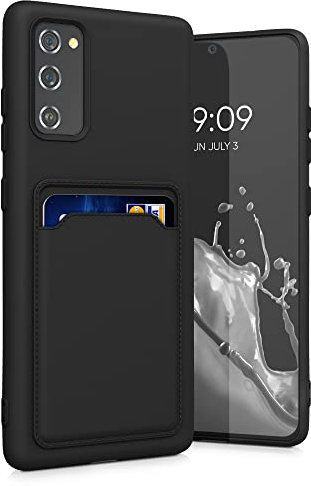 kwmobile Handyhülle kompatibel mit Samsung Galaxy S20 FE Hülle - Handy Cover mit Fach für Karten - in Schwarz matt