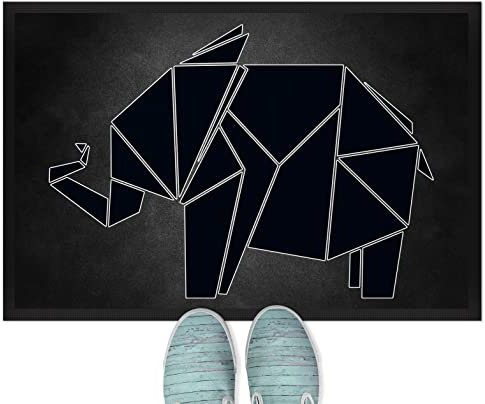 JUNIWORDS Fußmatte, Origami Elefant Fläche, 60 x 40 cm, mit Gummirand (1004221)