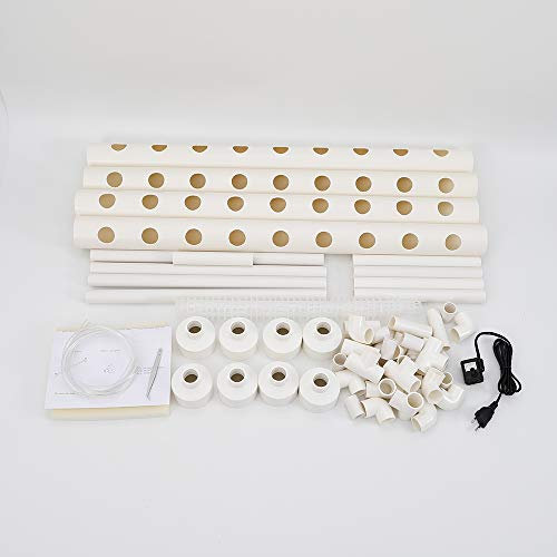 Fichiouy Kit di coltivazione idroponica 36 fori per sito di piante, sistema di giardino, verdure orizzontali, 4 tubi 1 strato