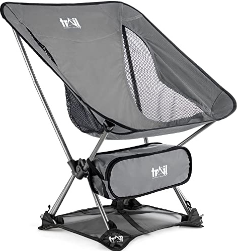 Trail Hawk Ultralight Camping Chair, Grey | Compact Folding Design, Durable 600D Polyester, Breathable Mesh Panels, Carry Bag & Ground Mat Included, 1.65kg Weight