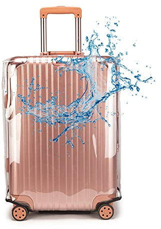 Hixingo Transparente Kofferschutzhülle, PVC Koffer Schutzhülle wasserdichte Kofferabdeckung Staubdichte Reisekoffer Hülle Trolley Case Schutzhülle für 18bis 30 Gepäck (26 Zoll,Weiß)