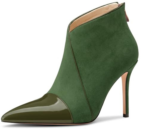 Castamere Donna Spillo Alto High Tacco Heel a Punta Stivaletti Cerniera Slip-on Feste Ufficio Dress Stivali Verde Scuro 40 EU