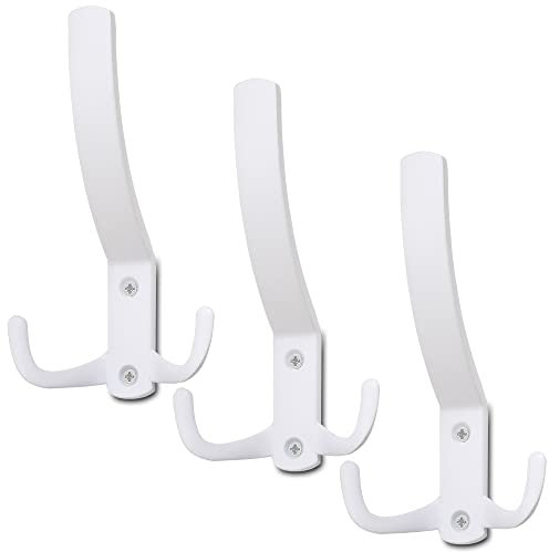Mavö Doppelhaken Kleiderhaken, 5 Stück, Weiß, 130mm Länge, 75mm Breite, Wandmontage, 2 kg Belastbarkeit