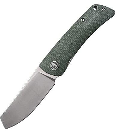 Petrified fish PFE05 Couteau Pliant, 3,15 inch K110 lame en acier, 3,31 OZ Micarta Poignée Poche EDC Couteau Pliant (Green)