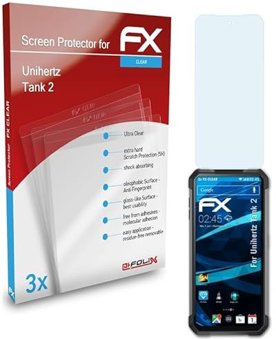 atFoliX Schutzfolie kompatibel mit Unihertz Tank 2 Folie, ultraklare FX Displayschutzfolie (3X)