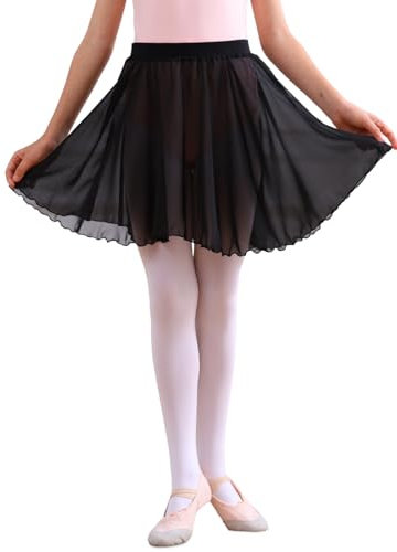 DGSHIRLDJO Ballettrock Wickelrock Tanz Rock Chiffon Elastischem Bund Ballettrock Ballett Tanz Dancewear für Mädchen und Damen (as3, Alpha, m, Regular, Regular, Schwarz)
