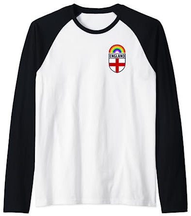 England Gay Pride LGBTQ Rainbow England Flag, Football 2022 Raglan Baseball Tee