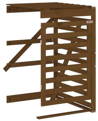 vidaXL Wheelie Bin Storage Extension Shed in Honey Brown, Solid Untreated Pine Wood, Ventilated Design for 2, 3 or 4 Bins