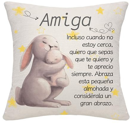 Bommex Personalizado Cojín para Amiga Mujer o Niña - Regalo para BFF - Funda Regalo de Cumpleaños de Amistad
