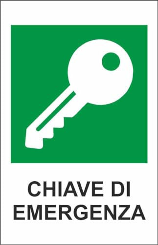 M-ITALY CARTELLO SEGNALETICO - CHIAVE DI EMERGENZA - Adesivo Extra Resistente, Pannello in Forex, Pannello In Alluminio (15x10, Plastica)