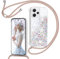 TUUTPU Handyband für Xiaomi Redmi 12 4G Hülle mit Band, Glitzer Treibsand Handyhülle mit Kordel zum Umhängen Transparent Stoßfest Schutzhülle mit Kette Schnur, Quicksand Necklace Case in Roségold