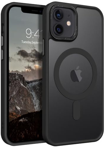 GaoBao iPhone 12 Mini Magnetic Case, Slim Fit Translucent Matte Protective Cover for iPhone 12 Mini 5.4, Black [MagSafe Compatible]