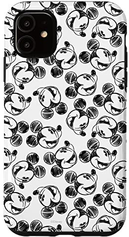 iPhone 11 Disney Mickey Mouse Black and White Sketch Print Case