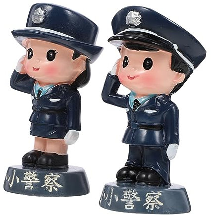 Zerodeko 2st Polizeipuppenmodell Polizistin-gartenstatue Autoverkleidung Dekoration Offiziersgartenstatue Spielzeugfiguren Von Polizisten Geburtstag Marionette Kuchen Harz