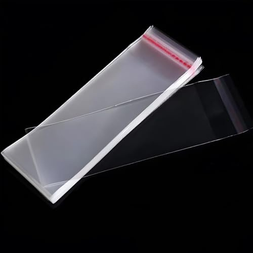 Zydiwo 400 Stück OPP Tütchen Selbstklebend Plastiktüten Cellophantüten Klein Flachbeutel Transparent Weihnachten Tüten Klar Zellophantüt (8 * 29cm)