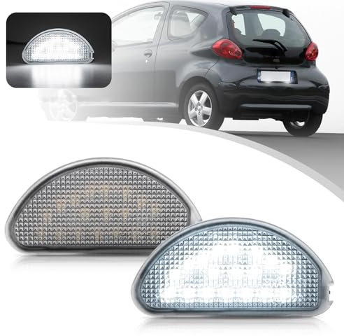 BHZNGD Nummernschildbeleuchtung, 2 Stück, 12 V, fehlerfrei, Kennzeichenbeleuchtung, Autozubehör, kompatibel mit Toyota Aygo KGB40 MK I 2005-2014, ersetzt OEM# 81270-0H010