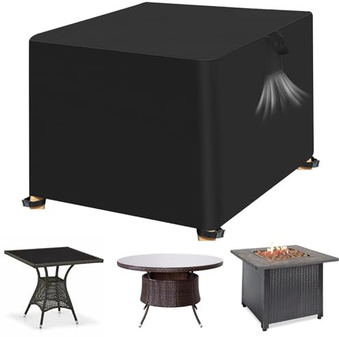 YYDSLEE Housse Table de Jardin 420D Tissu Oxford Bache de Protection Exterieur Housse Anti-UV Salon de Jardin Exterieur Housses pour Mobilier de Jardin Imperméable Noir, 90 x 90 x 90 cm