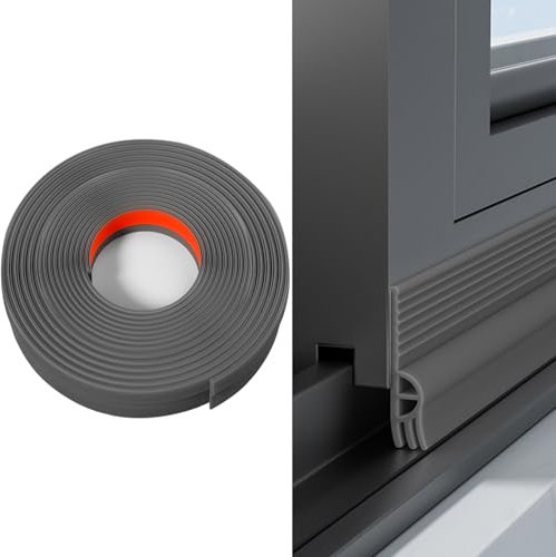 Veki Burlete Ventana Corredera Autoadhesiva, Tira de Sellado para Ventana Antipolvo, Cinta de Sellado de Ventanas Impermeable, Junta de Ventanas TPE para Anti Frío, Aislante, Ruido (Gris, 4m)