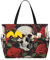 ZHONGSK Große Strandtasche für Damen, große Kapazität, Strandtasche, Stern-/Pool-Tasche mit Reißverschluss und Taschen, faltbare Handtasche für Fitnessstudio, Reisen, Einkaufen, Totenkopf und rote