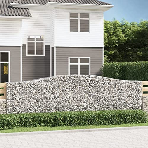 Bulliing Gabionen mit Hochbogen 10 STK. Gabionen Zaun Gabionengitter Gabionenwand Gabionen 400x50x120/140cm Verzinktes Eisen