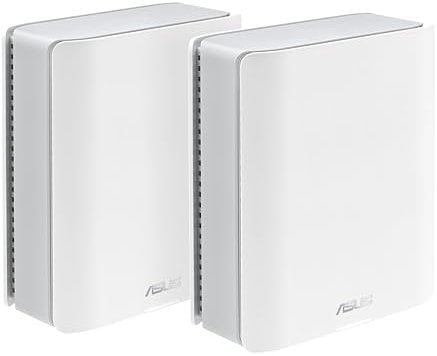 ASUS ZenWiFi BT10 2-Pack - WiFi 7 Mesh tribanda, 18 Gbps, 557 m2 (2 Unidades), Dos Puertos 10G, Seguridad y Controles parentales incluidos, Smart Home Master SSIDs, Mobile Tethering 4G y 5G, Blanco