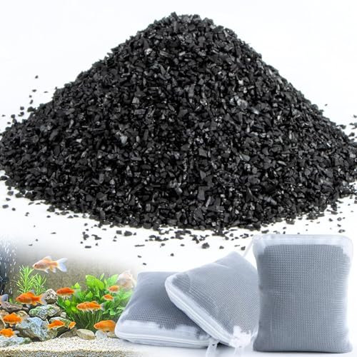 MAQIHAN Activated Charcoal - Activated Carbon Aquarium Filter Media Charcoal Pellets for Fish Tank Supplies Media Bags for Aquarium Coconut Shell Charcoal (0.9 lb, Nylon Bags)