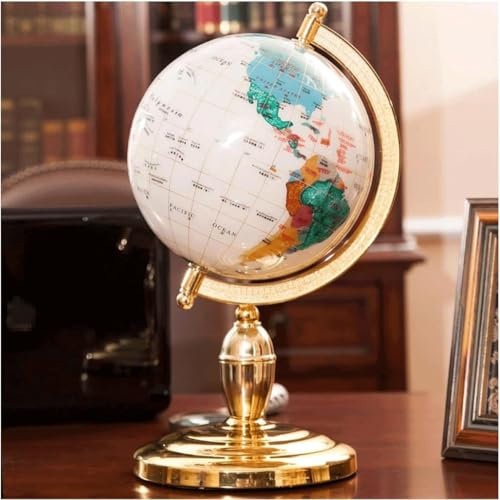POSEDWRA Globus, handgefertigte Edelstein-Globus-Dekorationen für Arbeitszimmer, Büro, Wohnzimmer, Lehrausgabe, Desktop-Dekoration