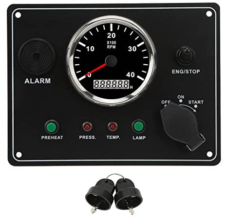 Panel de Instrumentos, Panel de Interruptores, Control de Barco, FIT 12V 24V, Panel de Instrumentos Multifuncional para Barcos, Interruptor de 4000RPM con Luz Roja y Alarma para Barcos, Yates y RV