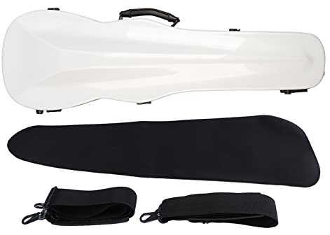 SPYMINNPOO Sostituzione della Scatola per Violino Leggera in Fibra di Carbonio, Custodia Rigida per Violino Portatile con Cinghie Igrometro Fodera Ispessita 2 Cinghie (White)