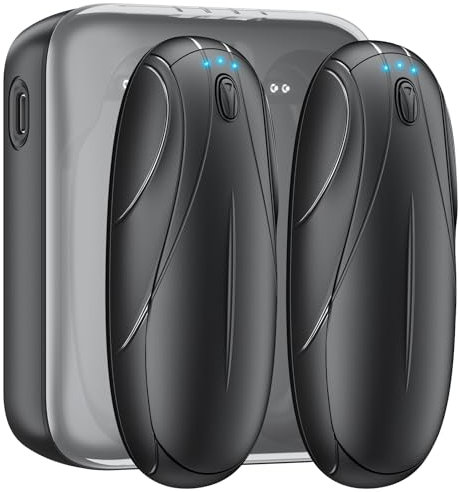 Beuchan Hand Warmers Rechargeable - 2 Pack with Charging Case14000 mAh, AI Smart Chip 50H Long Lasting Heat Electric Hand Heater for Hunting, Camping, Golf, Outdoor Activities & Gifting (Pure Black)