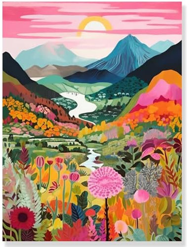 FURONGHUAK Pintar por Numeros Adultos, DIY Pintura por Números, Kit de Pintura al óleo de Lienzo DIY para con Pinceles, Pigmento Acrílico sin marco 40 x 50cm,Valle de colores
