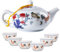 SHOWERORO Set Da Tè in Ceramica Da 6 Pezzi Teiera Tazza Teiera Cinese Teiera Con Manico Ceramica Solida Festa in Famiglia