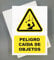 Cartel Peligro Caida de Objetos Pack 2ud 18x25 cm - PVC 2mm Señal de Seguridad Industrial y Uso de EPIs (Caida objetos)