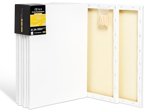 Elan Toile Peinture 30x40 380 g, Lot de 6 Toiles à Peindre 100% Coton, 380 GSM Canvas Painting 30x40, Toile à Peindre, Chassis Entoilé, Canvas 40x30