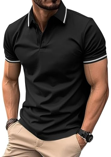 EDITCOZY Mens Polo Shirts Short Sleeve Golf Jumpers Casual Cotton Knitted Classic Tops