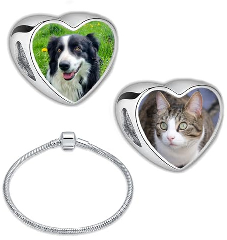 2Burned 2x Personalisiert SCHMUCK Foto Charm Liebes Herz und ARMBAND Edelstahl 316 Fügen Sie Ihr Bild hinzu