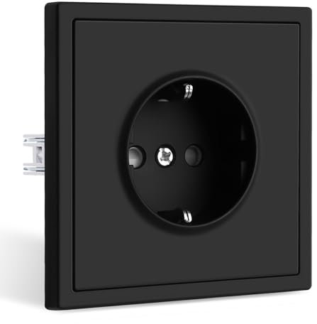 CNBINGO Enchufe individual negro mate 1 enchufe enchufe empotrado Schuko enchufe pared