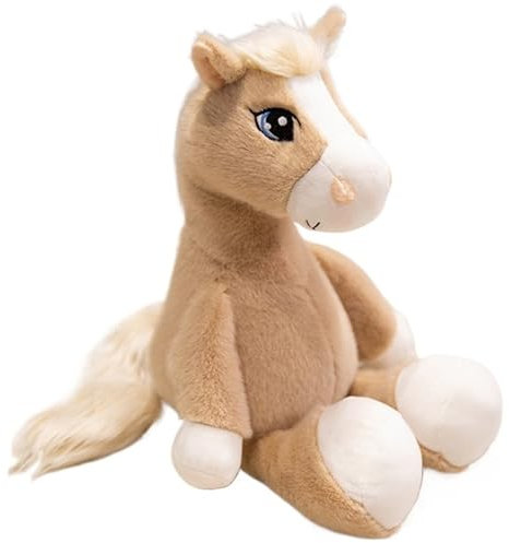 KUKUShining Pferde Plüsch, Weiche Kuschelige Stofftier Puppe Realistisches Pony Plüschtier Spielzeug Geschenke Für Kinder Jungen Mädchen(White,22cm/8.7in)