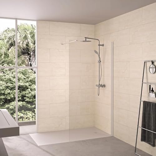 Paroi de douche transparent KINEDO Solo 6+ 120cm profilé Blanc grainé
